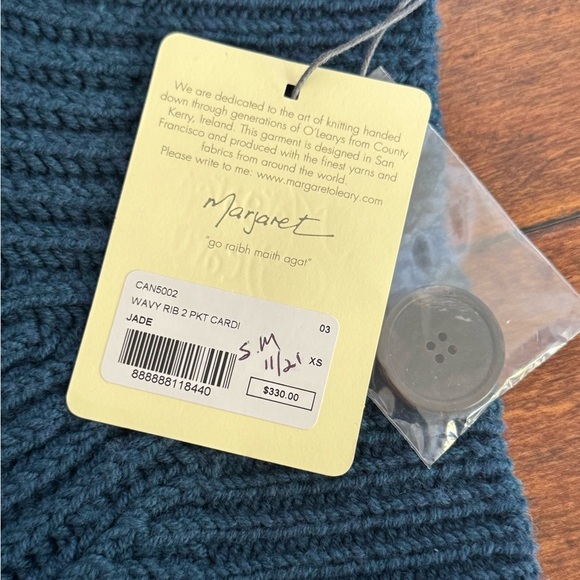 NWT Margaret O’Leary 100% Merino wool Cardigan/ Sweater-Jade color - Picture 8 of 13